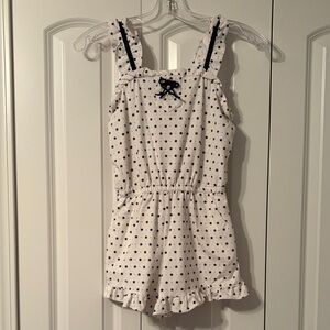 Janie and Jack White Romper with Black Star Print and Bow